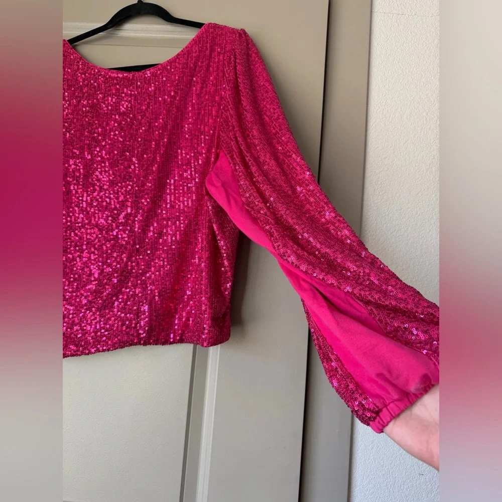 NWT Torrid Sequin Deep V-Neck Long Sleeve Blouse - Picture 10 of 11